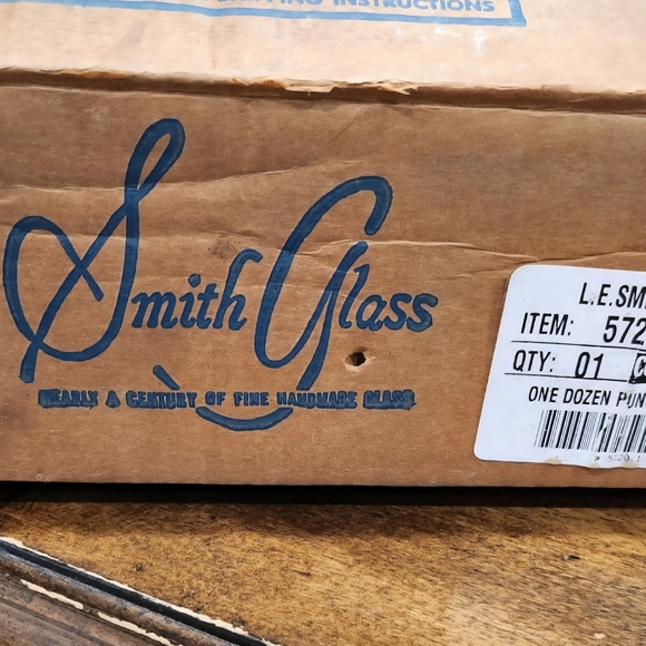 Vintage L.E Smith Crystal Punch Cups 12/ Set Pinwheel & Fan Pattern Original Box - Picture 9 of 10